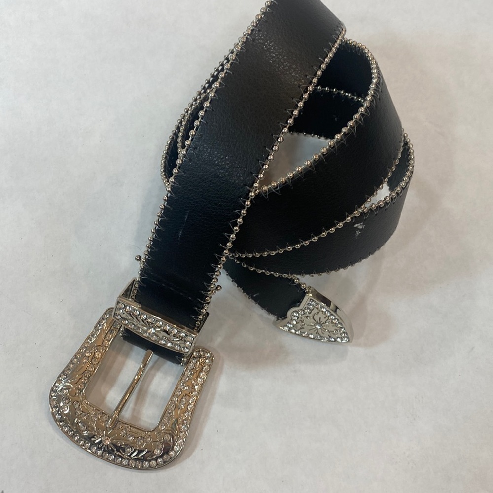 Western belt silver‎ black